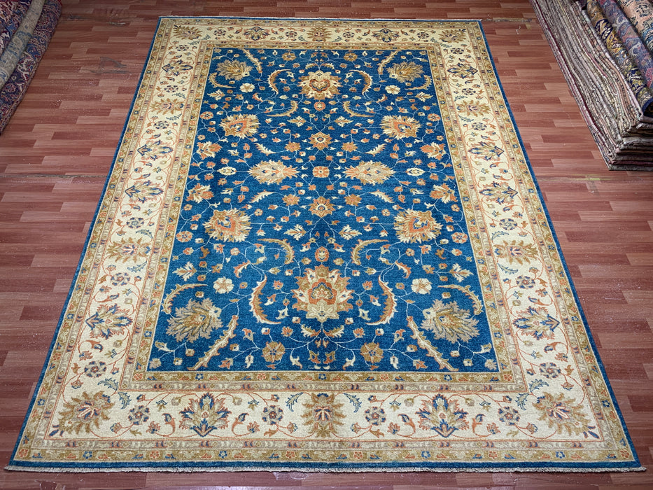 9'x12' Hand-Knotted Chobi Blue/Ivory Area Rug – KB Rugs