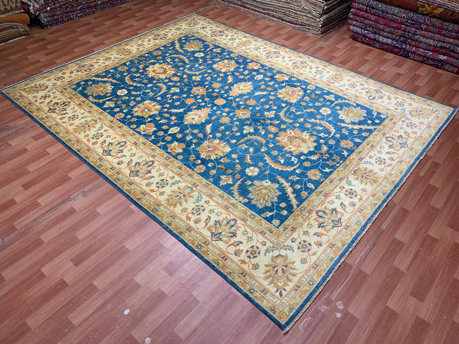 9'x12' Hand-Knotted Chobi Blue/Ivory Area Rug – KB Rugs