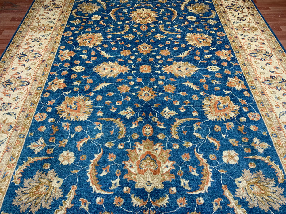 9'x12' Hand-Knotted Chobi Blue/Ivory Area Rug – KB Rugs