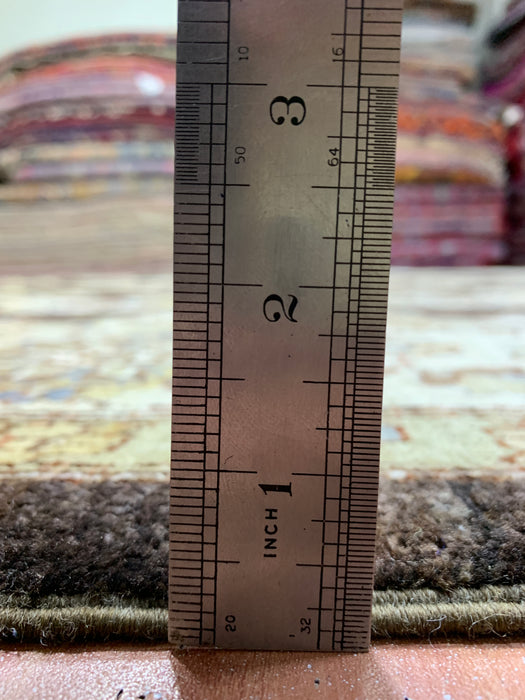 9' x 14' Hand-Knotted Chobi Wool Rug – Chocolate & Ivory Medallion Design