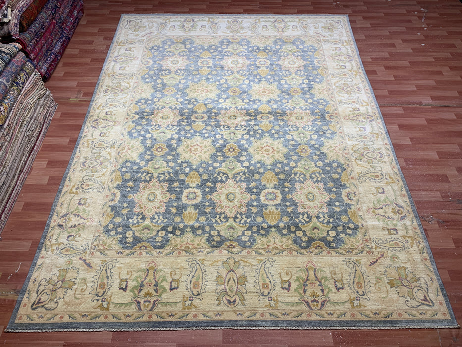 9'x12' Hand-Knotted Chobi Blue/Ivory Area Rug – KB Rugs