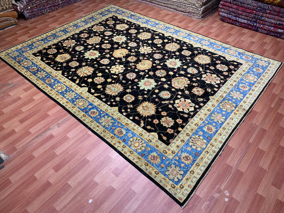 9'x12' Hand-Knotted Chobi Black/Blue Area Rug – KB Rugs