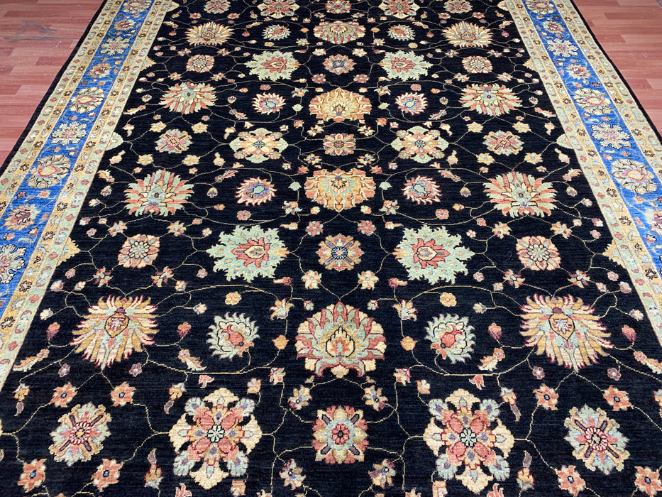 9'x12' Hand-Knotted Chobi Black/Blue Area Rug – KB Rugs