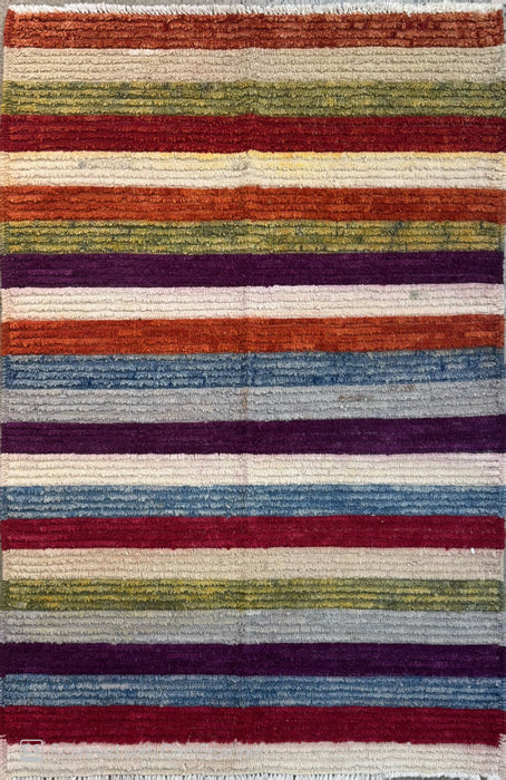 3'8x5'2 Hand Knotted Moroccan Multi Coloured Gebba Area Rug