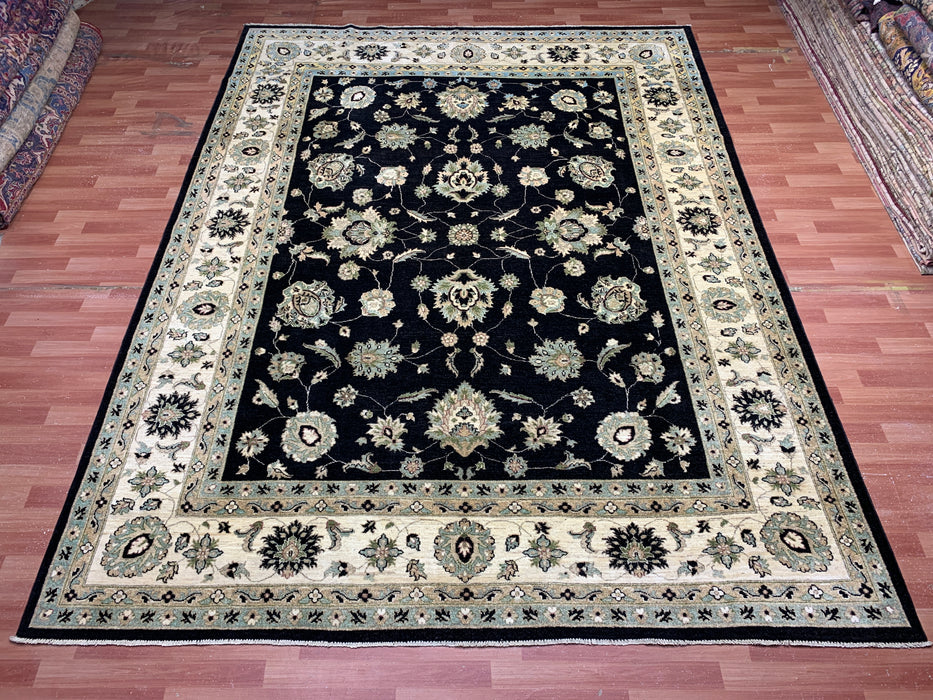 9'x12' Hand-Knotted Chobi Black/Ivory Area Rug – KB Rugs