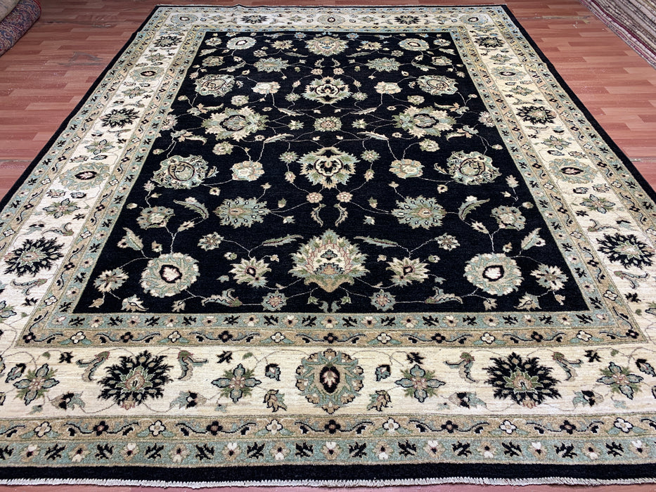 9'x12' Hand-Knotted Chobi Black/Ivory Area Rug – KB Rugs
