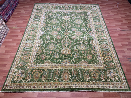 9'x12' Hand-Knotted Chobi Green/Ivory Area Rug – KB Rugs