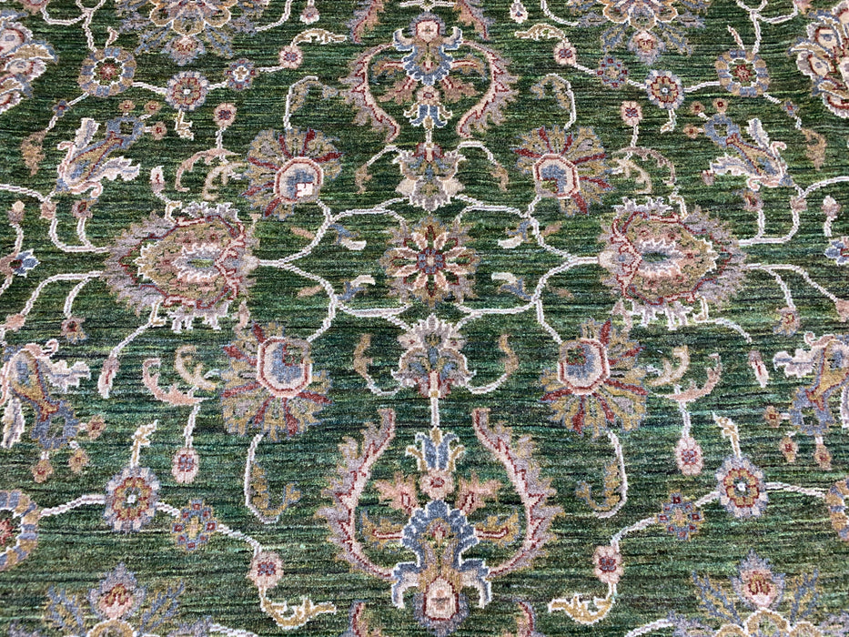 9'x12' Hand-Knotted Chobi Green/Ivory Area Rug – KB Rugs