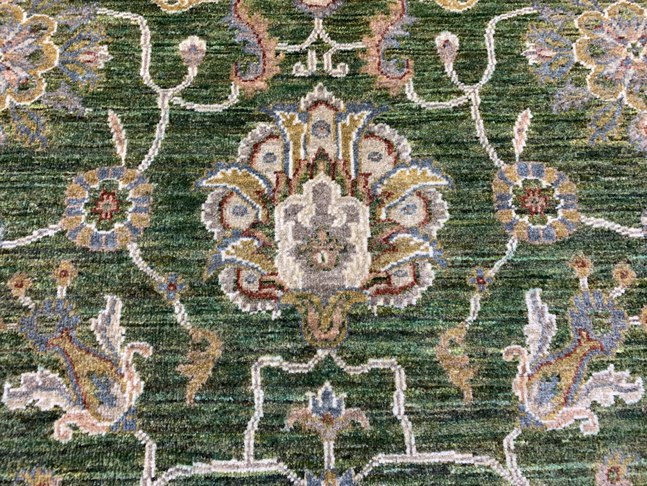 9'x12' Hand-Knotted Chobi Green/Ivory Area Rug – KB Rugs