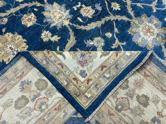 9'x12' Hand-Knotted Chobi Navy/Ivory Area Rug – KB Rugs