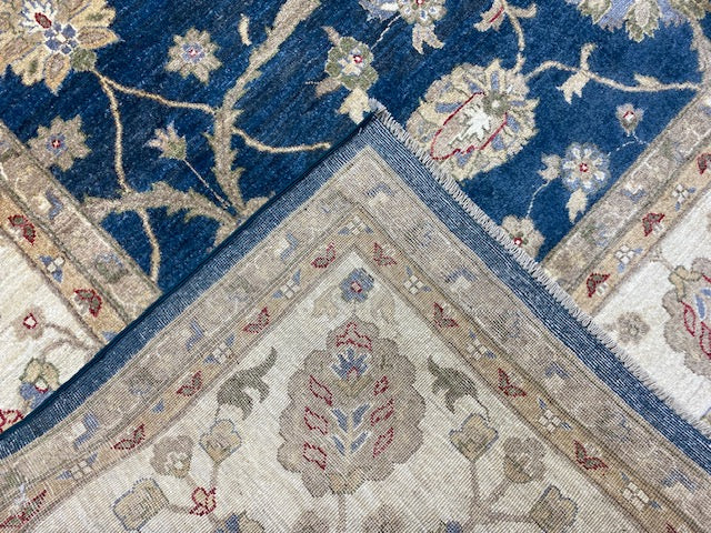 9'x12' Hand-Knotted Chobi Navy/Ivory Area Rug – KB Rugs