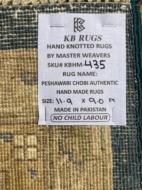 9'x12' Hand-Knotted Chobi Navy/Ivory Area Rug – KB Rugs