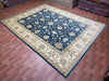 9'x12' Hand-Knotted Chobi Navy/Ivory Area Rug – KB Rugs