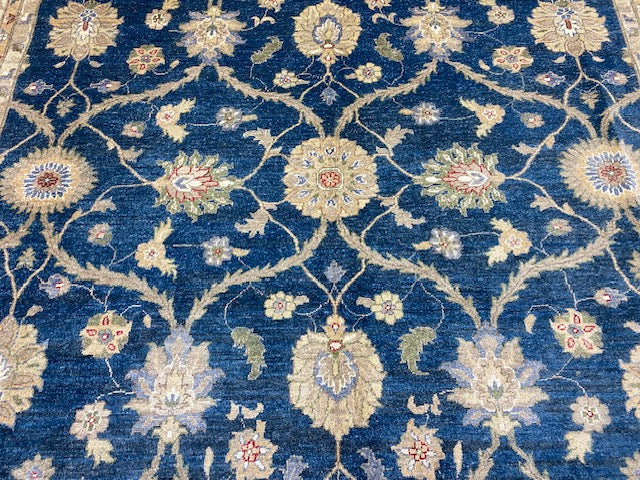 9'x12' Hand-Knotted Chobi Navy/Ivory Area Rug – KB Rugs