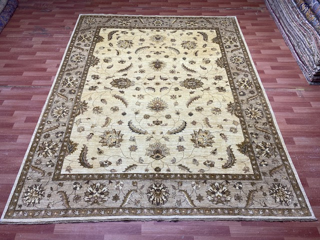 8'x10' Hand-Knotted Chobi Ivory/Beige Area Rug – KB Rugs
