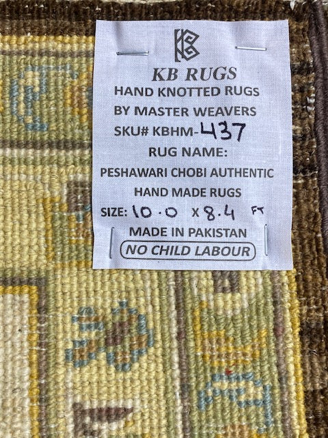 8'x10' Hand-Knotted Chobi Brown/Ivory Area Rug – KB Rugs