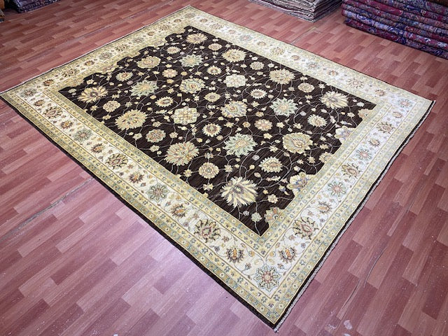 8'x10' Hand-Knotted Chobi Brown/Ivory Area Rug – KB Rugs