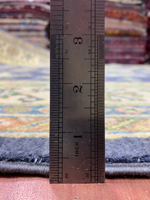 7'x10' Hand-Knotted Kazak Wool Rug – Navy Field & Ivory Border