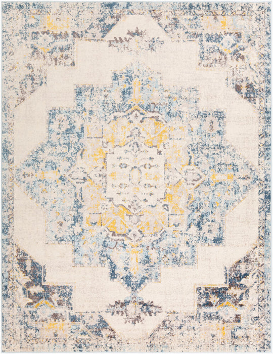 Ankara Machine Woven Rug — Ivory / Blue | AKR-2309
