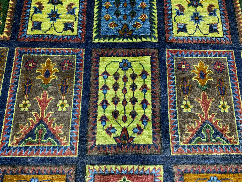 Ultra-Rare 7'X10' Hand-Knotted Chobi Wool Rug – Blue Garden Panel Design