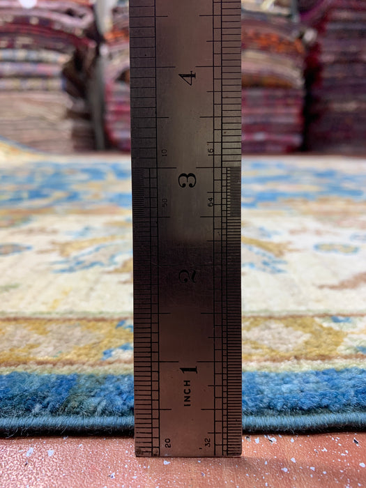 7'x10' Hand-Knotted Chobi Teal/Ivory Area Rug – KB Rugs