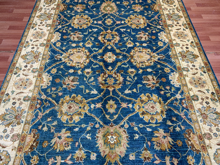 7'x10' Hand-Knotted Chobi Teal/Ivory Area Rug – KB Rugs