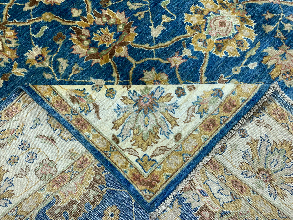 7'x10' Hand-Knotted Chobi Teal/Ivory Area Rug – KB Rugs