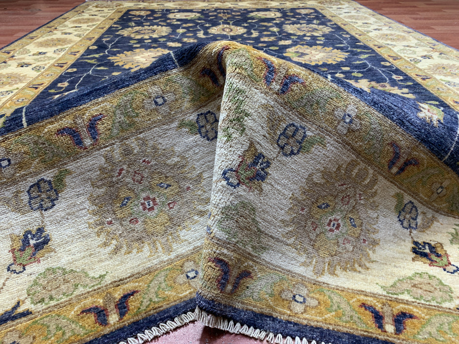 7'x10' Hand-Knotted Chobi Navy/Gold Area Rug – KB Rugs