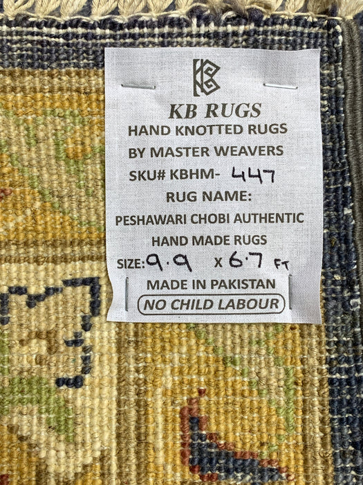 7'x10' Hand-Knotted Chobi Navy/Gold Area Rug – KB Rugs