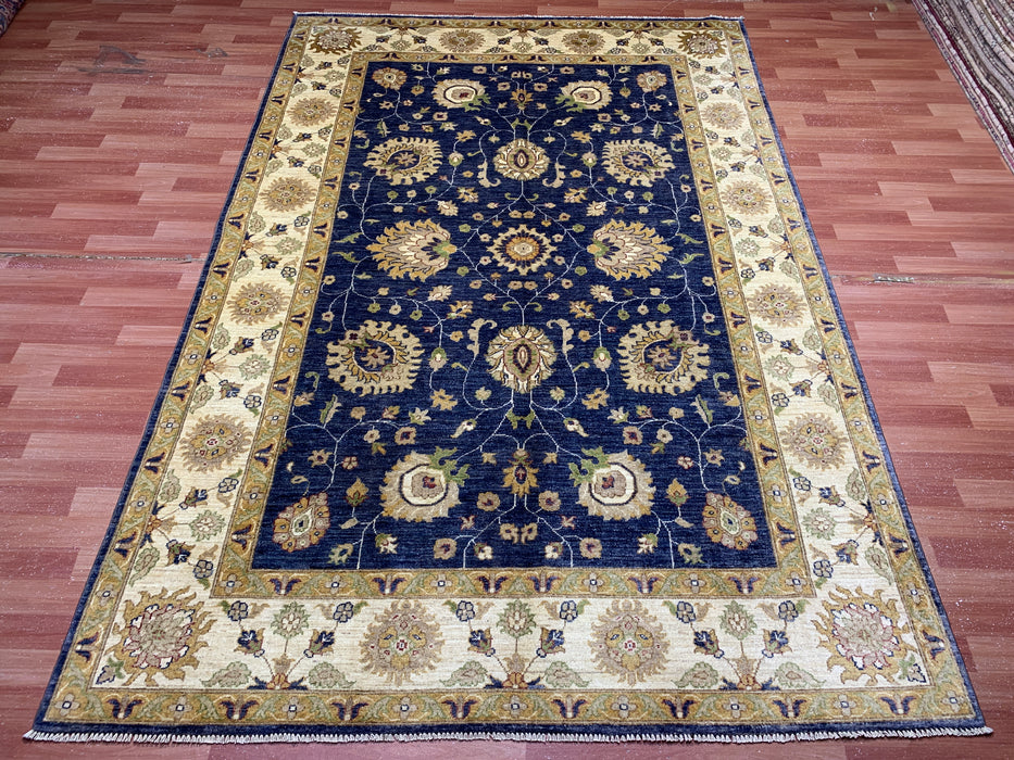 7'x10' Hand-Knotted Chobi Navy/Gold Area Rug – KB Rugs