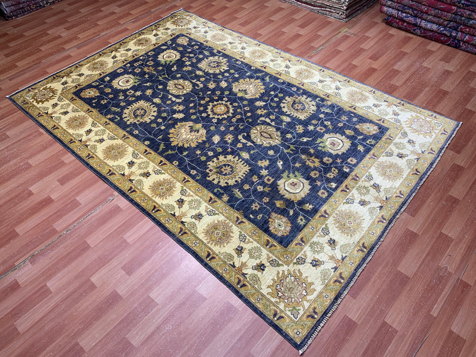 7'x10' Hand-Knotted Chobi Navy/Gold Area Rug – KB Rugs