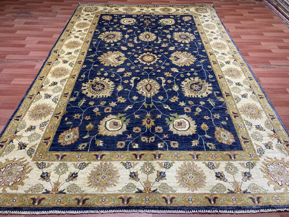 7'x10' Hand-Knotted Chobi Navy/Gold Area Rug – KB Rugs