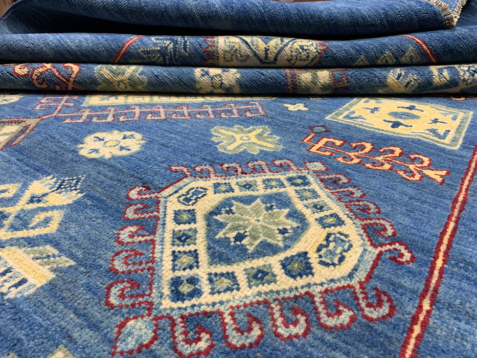 7'x10' Hand-Knotted Afghan Blue/Gold Area Rug – KB Rugs