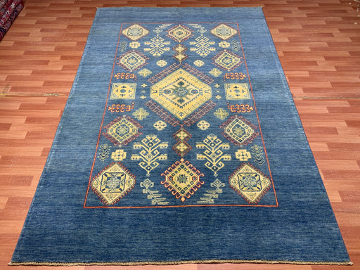 7'x10' Hand-Knotted Afghan Blue/Gold Area Rug – KB Rugs
