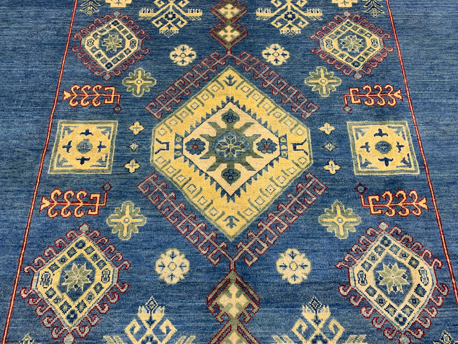 7'x10' Hand-Knotted Afghan Blue/Gold Area Rug – KB Rugs