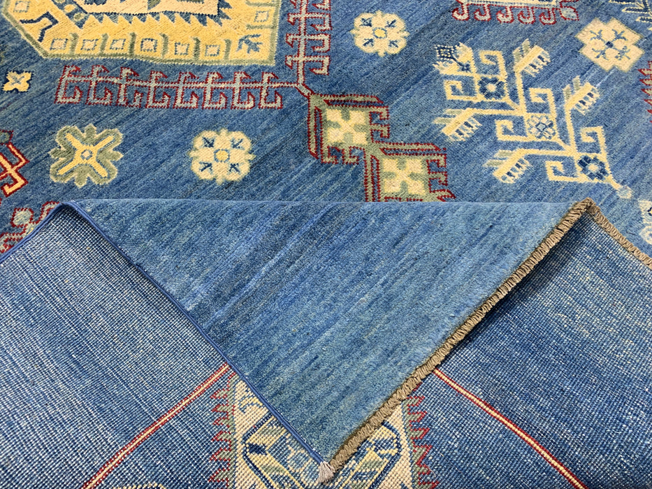 7'x10' Hand-Knotted Afghan Blue/Gold Area Rug – KB Rugs