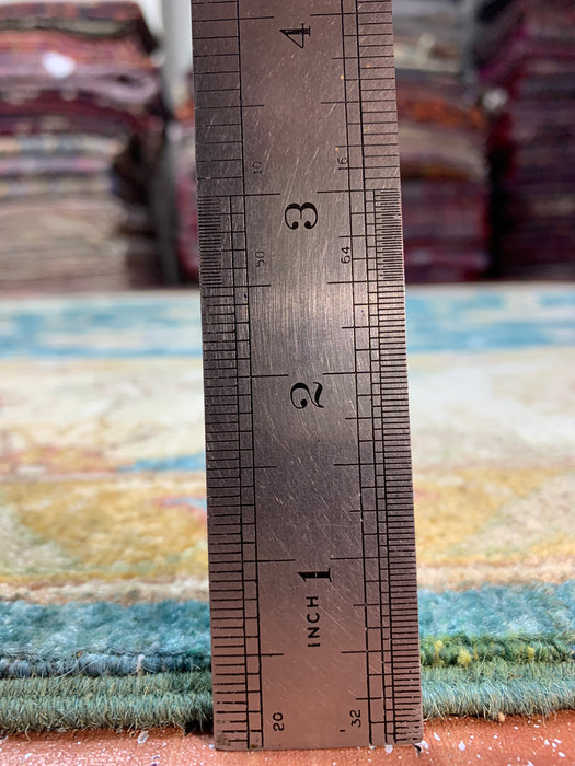 7'x10' Hand-Knotted Chobi Teal/Ivory Area Rug – KB Rugs