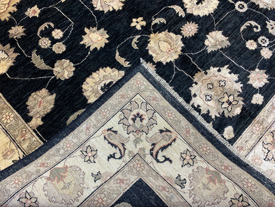 7'x10' Hand-Knotted Chobi Black/Ivory Area Rug – KB Rugs