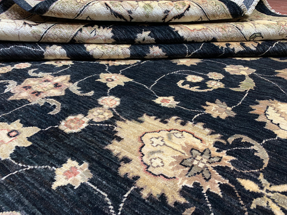 7'x10' Hand-Knotted Chobi Black/Ivory Area Rug – KB Rugs