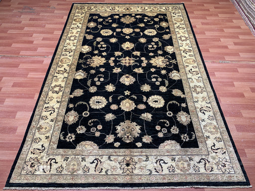 7'x10' Hand-Knotted Chobi Black/Ivory Area Rug – KB Rugs