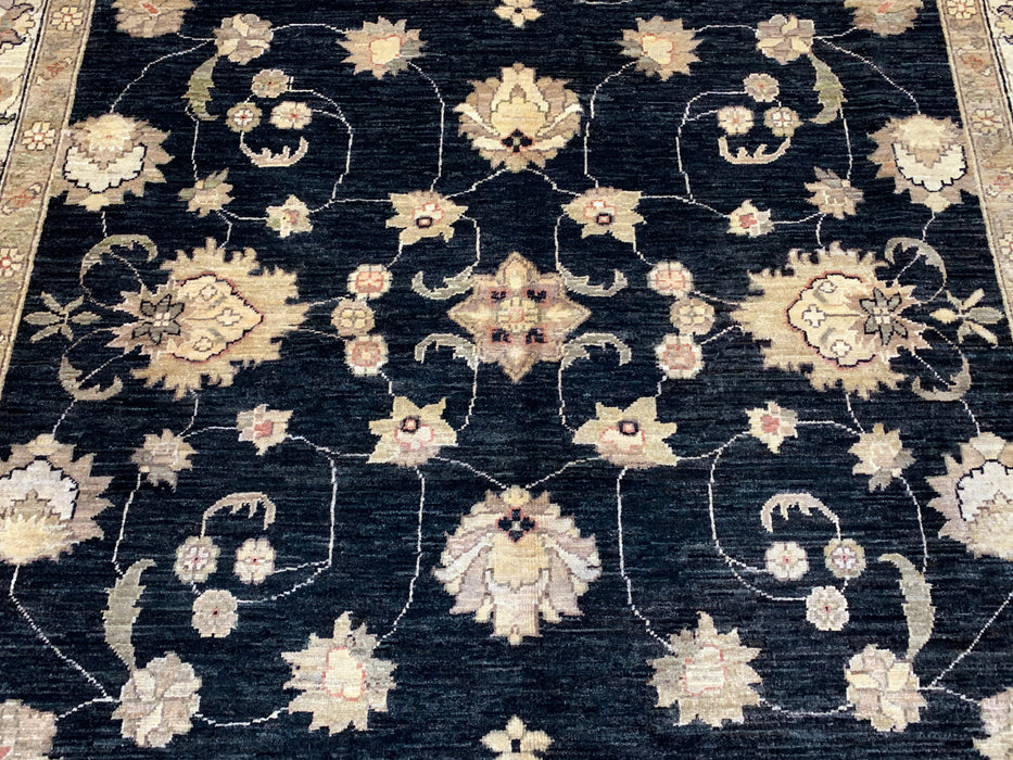 7'x10' Hand-Knotted Chobi Black/Ivory Area Rug – KB Rugs