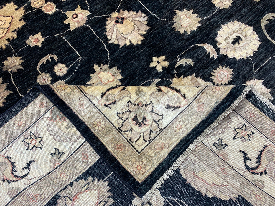 7'x10' Hand-Knotted Chobi Black/Ivory Area Rug – KB Rugs