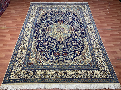 8'x10' Hand-Knotted Chobi Navy/Ivory Area Rug – KB Rugs