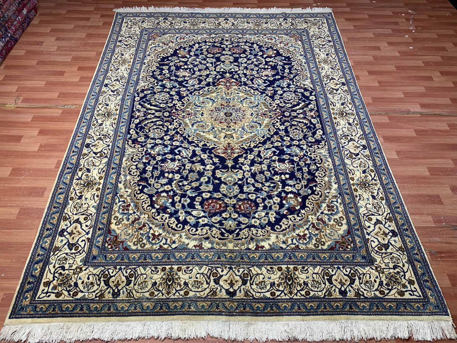 8'x10' Hand-Knotted Chobi Navy/Ivory Area Rug – KB Rugs