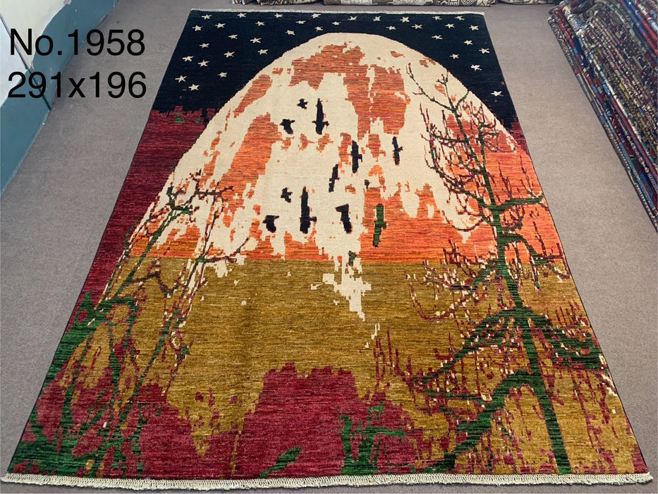 6’4” × 9’5” Contemporary Hand-Knotted Wool Rug