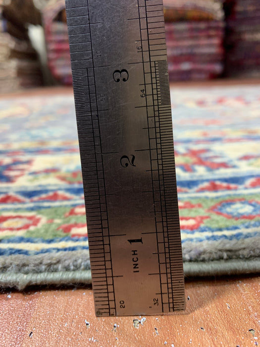 3'10" × 6'1" Hand-Knotted Wool Rug – Gray with Geometric Star Medallions