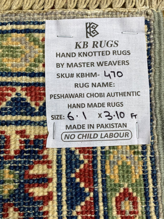 3'10" × 6'1" Hand-Knotted Wool Rug – Gray with Geometric Star Medallions