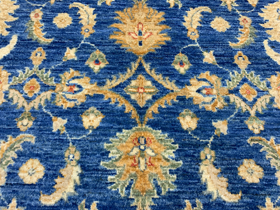 4'0" × 5'11" Hand-Knotted Wool Rug – Navy Blue with Ivory Floral Border