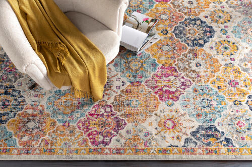 Livabliss Harput Machine Woven Rug — Multicolor Diamond Medallion | HAP-1018