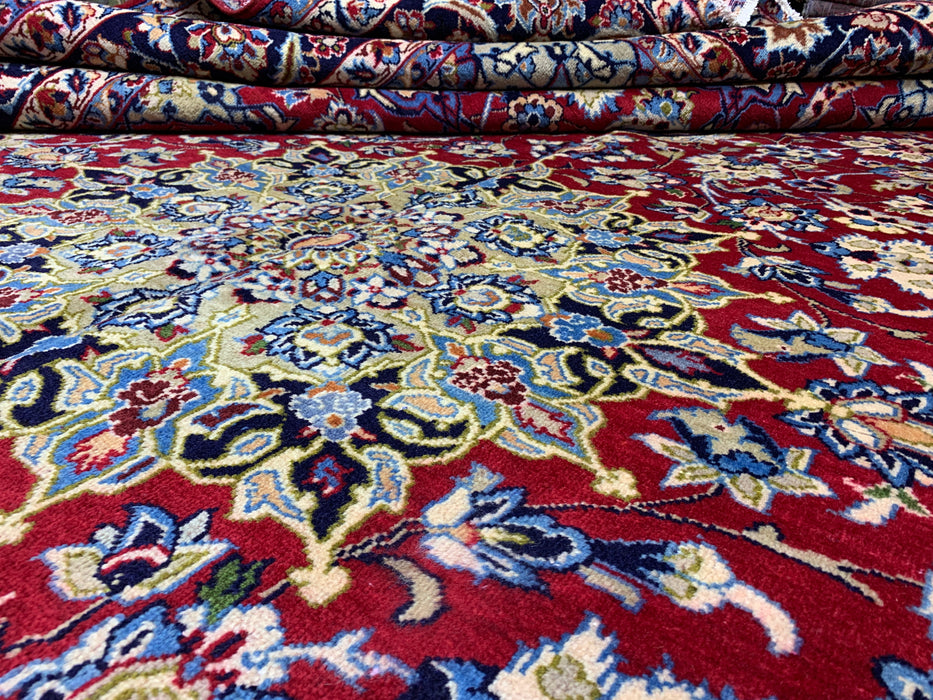 9'11" × 13'8" Hand-Knotted Wool Rug – Persian Floral Medallion Design